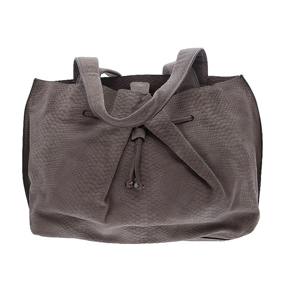 H By Halston Logo Leather Drawstring Handbag Purse Shoulder Bag